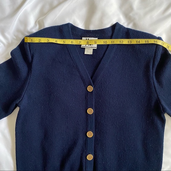 Mita Vintage Navy Blue Sweater Skirt Suit - Picture 5 of 9